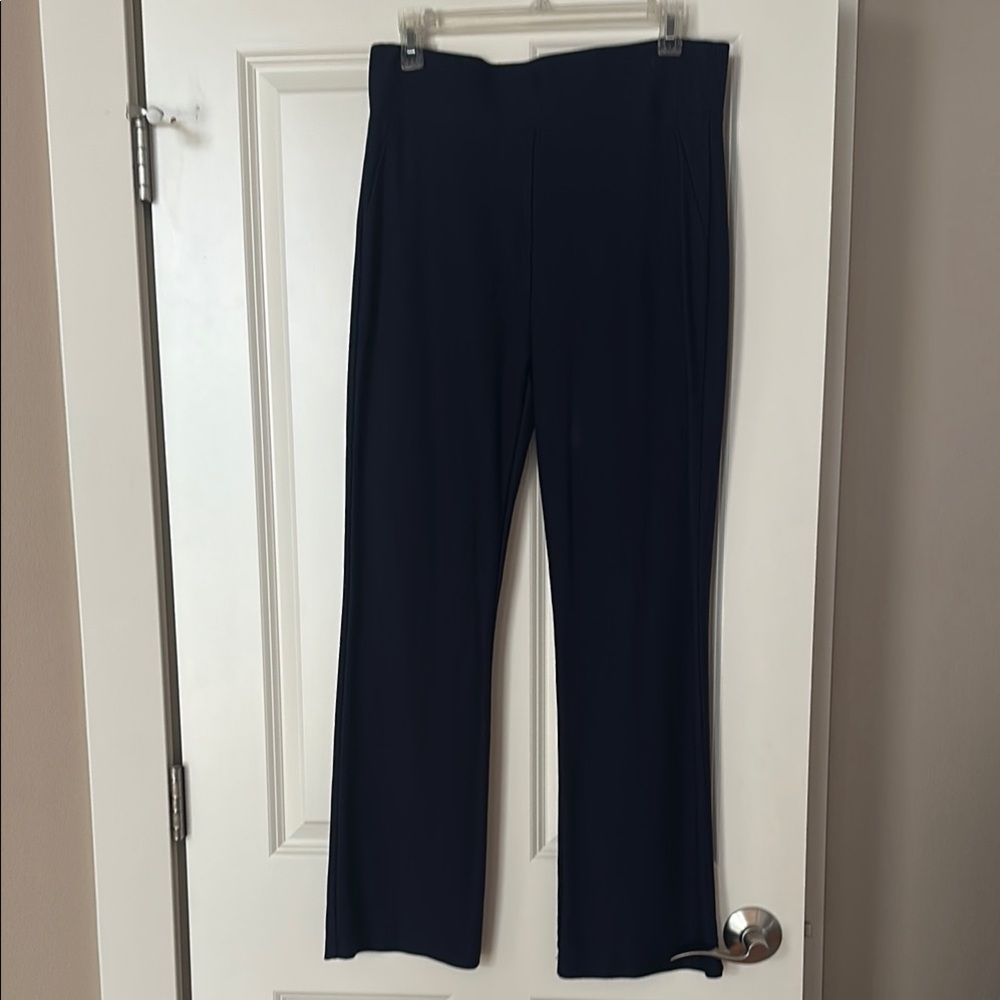 Black Straight Leg Pants with Structured Fabric